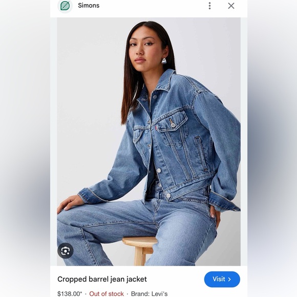 Levi's Cropped Barrel Blue Jean Jacket. - Picture 3 of 14